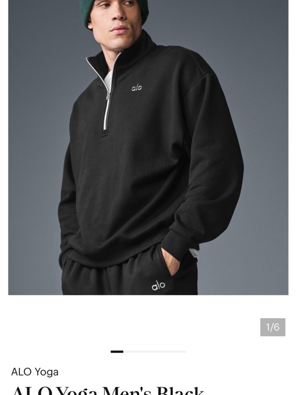 ALO Yoga Men's Black Half-Zip Sweater. Used. Medium